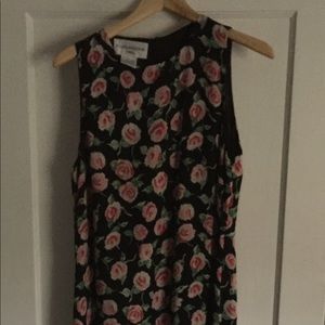 Floor length rose print dress